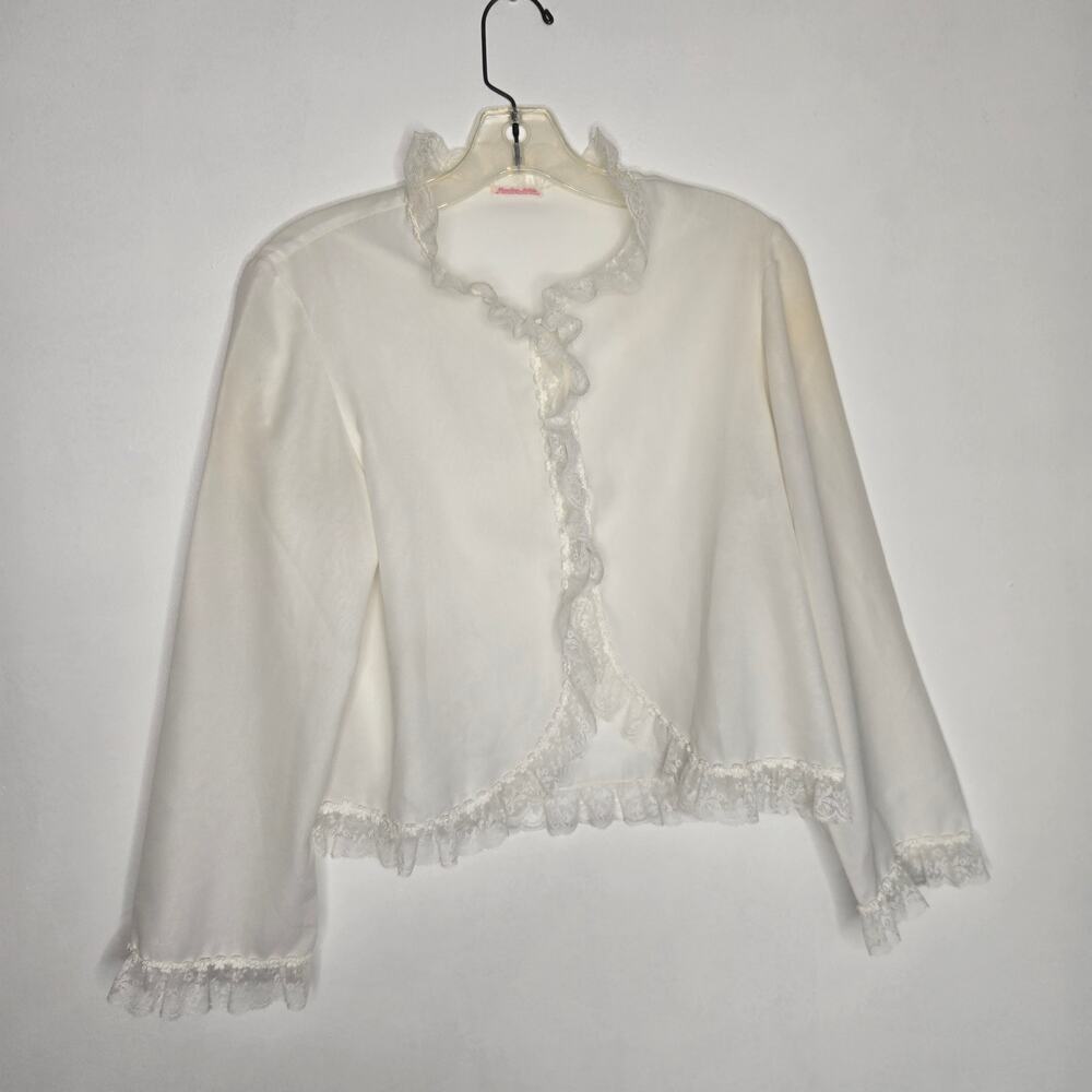 Vintage Edwardian Style Blouse Women Lace Dainty Feminine White Medium - Picture 10 of 14